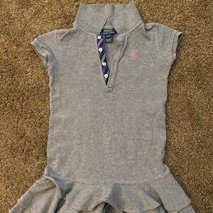 Polo by Ralph Lauren Kids Gray Polo with Pink Emblem